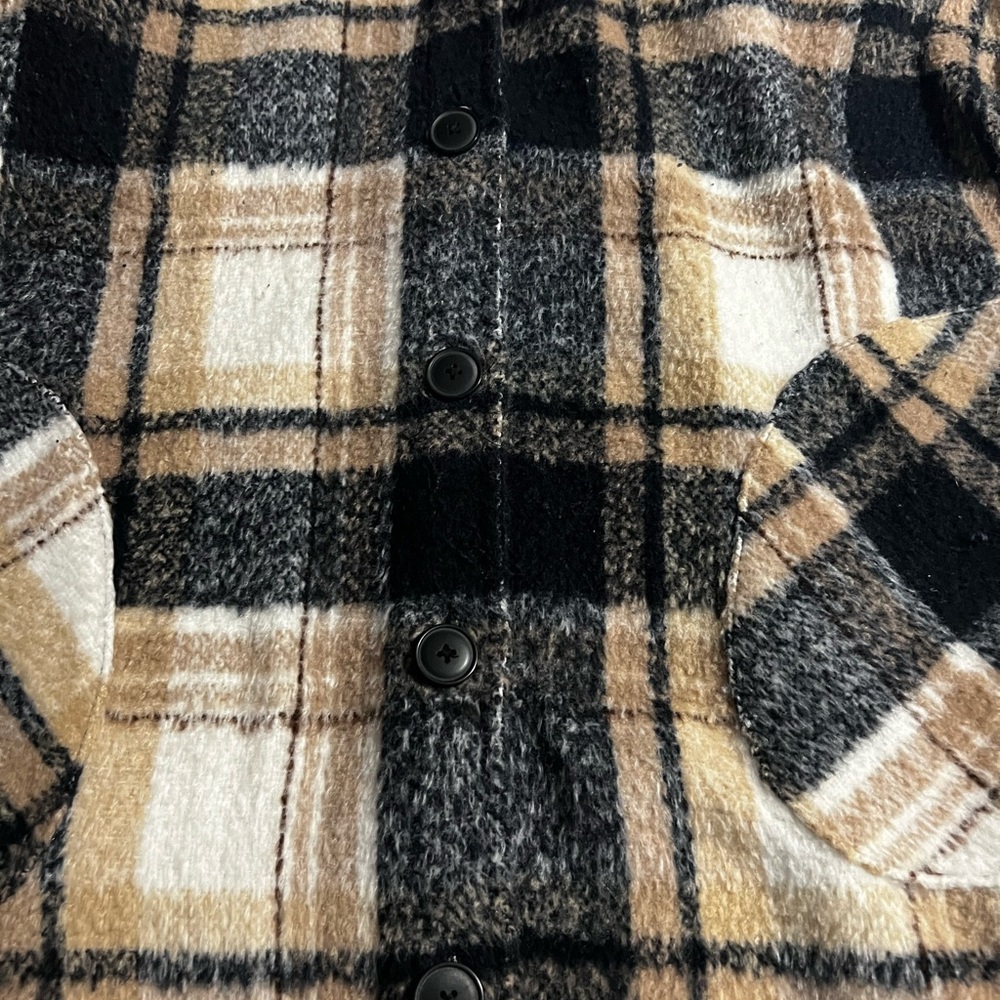Design Lab Tan Cottagecore Plaid Barn Coat Casual Shacket size Large - Picture 8 of 13